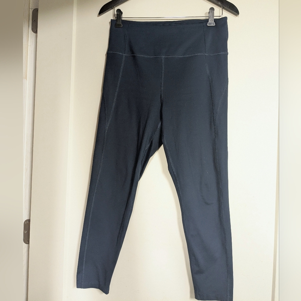 EUC Girlfriend Collective Navy High-Waisted Leggings - Med-heavy Weight (L)